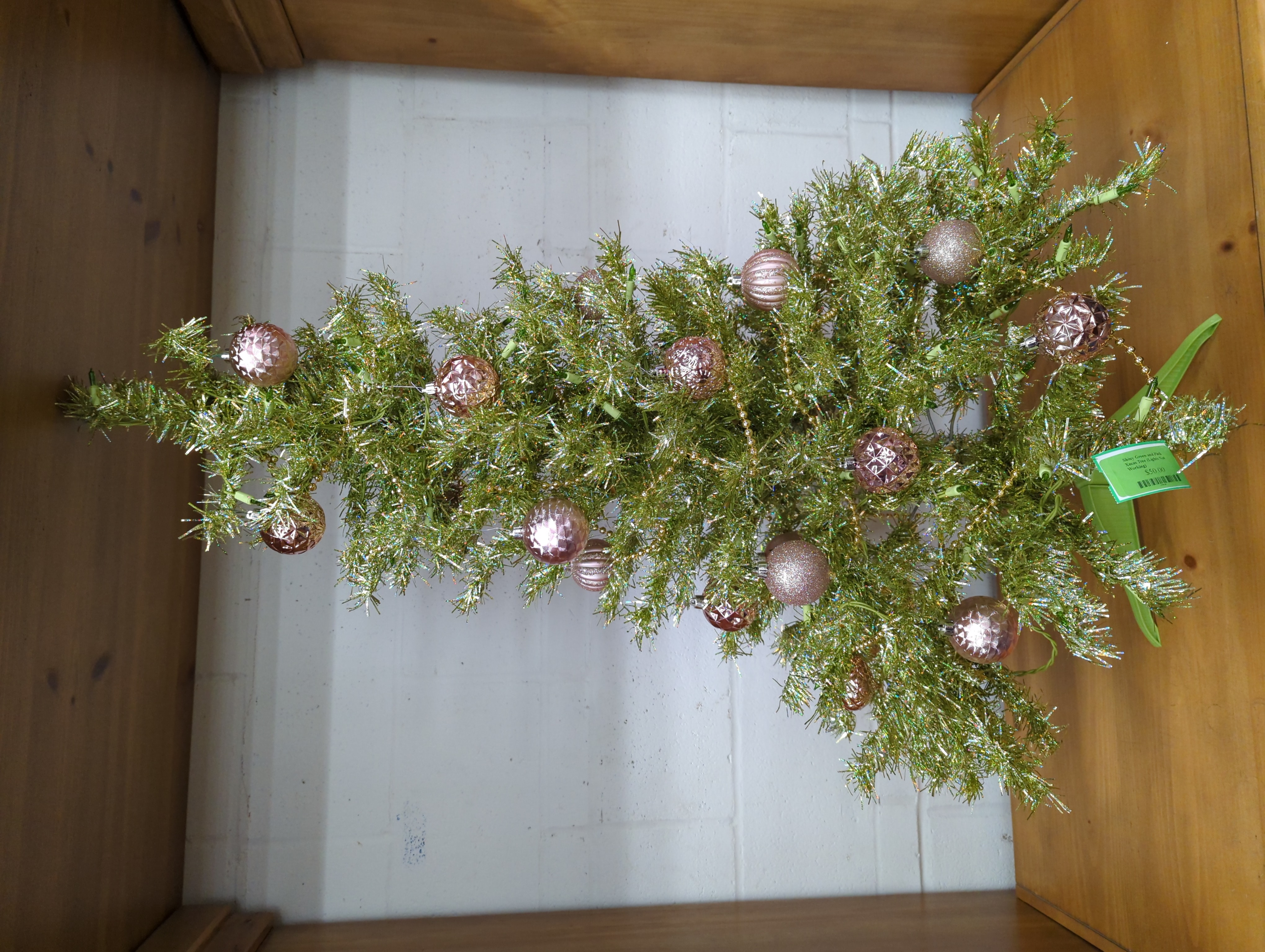 Reuse Shiny Green and Pink Xmas Tree (Lights Not Working)