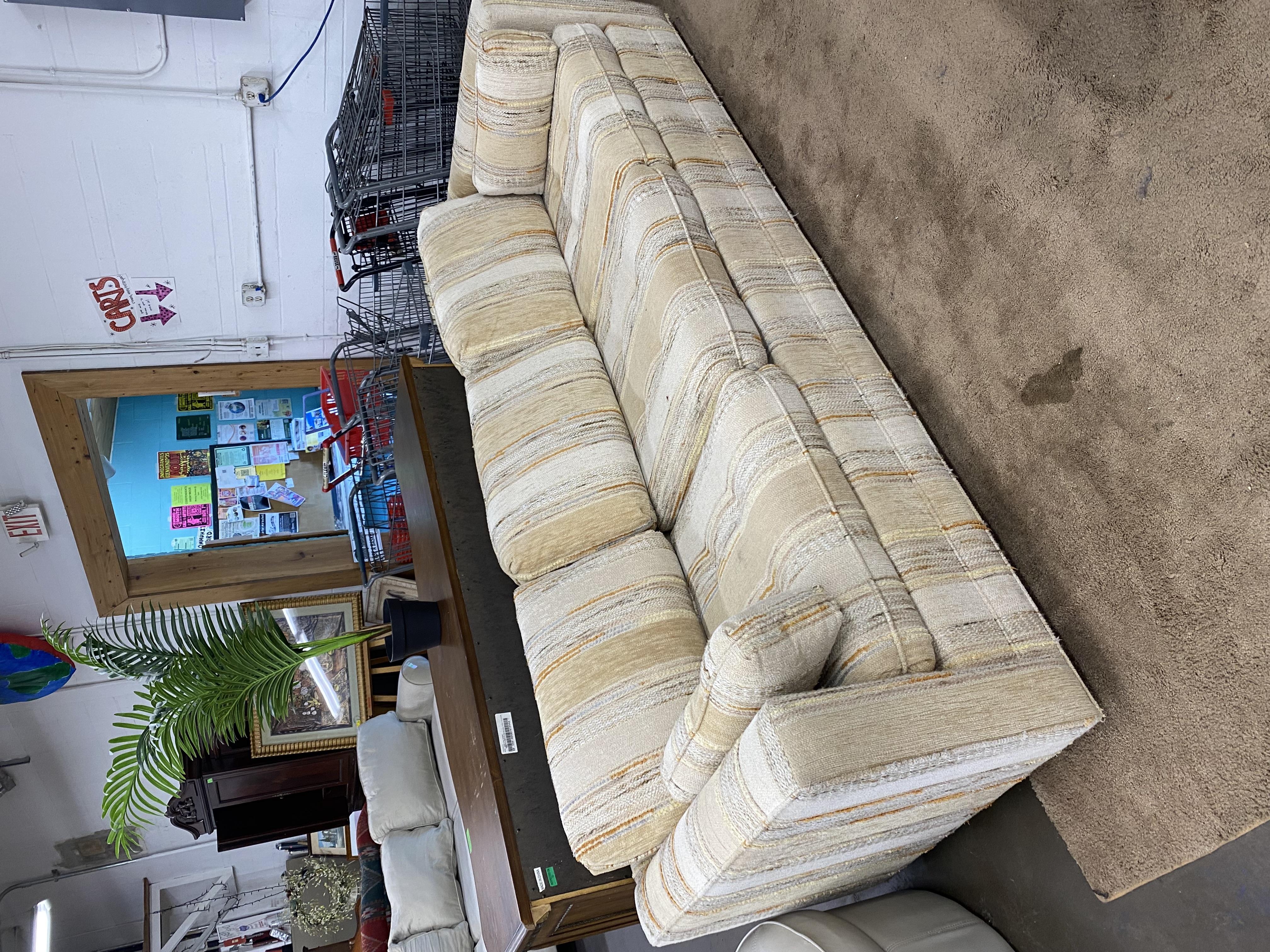 Reuse Planet - Vintage Psychedelic Beige Stripe Couch
