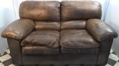 Brown Leather Love Seat