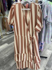 knox rose brown\/tan striped dress 3X