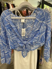 shade & shore blue tropical crop top