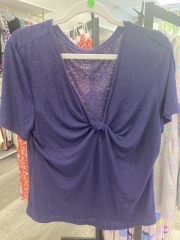 a.new day purple short sleeve front knot top L