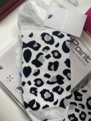 west loop white\/black cheetah print ankle socks