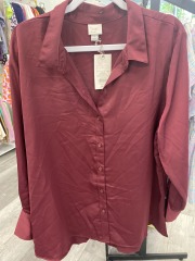 a.new day burgundy button up shirt L