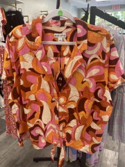 ava & viv pink multi paisley button up shirt 1X
