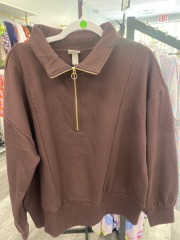 a.new day brown zip up v-neck jacket XL