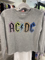 acdc vinyl print crop top sweater XL