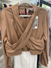 future collective tan ruffled crop top XL
