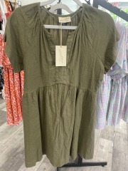 universal thread olive greenv-neck short sleeve dress S