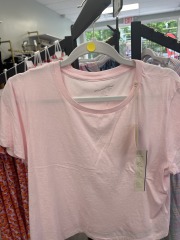 universal thread pink crew neck belly shirt
