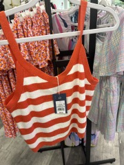 universal thread orange\/white striped tangtop L