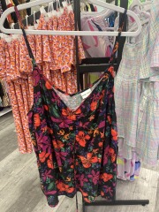 ava & viv black floral spaghetti strap tangtop 2X