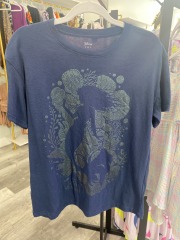 disney little mermaid navy blue vinyl print t-shirt L