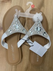 west loop white bedazzled flats S(5\/6)
