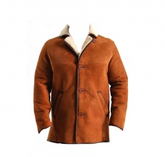 1776P8 | FURNIQ UK Mens Suede \/ Wool Coat | M\/52 | COGNAC
