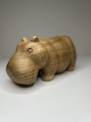 Hand-Carved Wooden Hippo