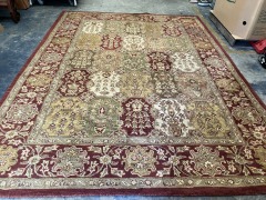 Rajah Collection Red\/Panel Wool Area Rug 8x11