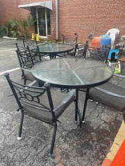 Glass On Black Metal Patio Set