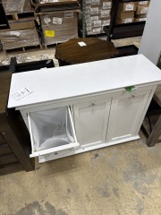 White Laminate 3 Bin Laundry Hamper