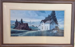 Framed Country Landscape \u2013 Quiet Farmstead Scene