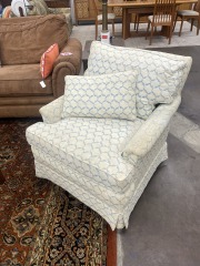 Blue and White Armchair