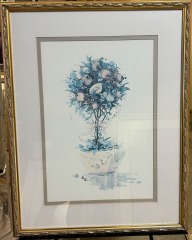 Framed Print Set \u2013 Topiary Floral Watercolor Style