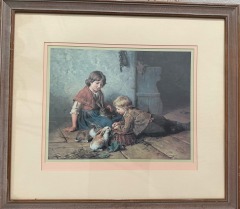 Framed Print \u2013 \u201cFeeding the Rabbits\u201d by Felix Schlesinger