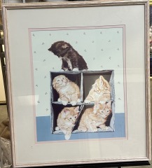 Framed Print - Kittens in Cubby Holes