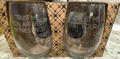 Funny Wine Glass Set \u2013 \u201cTrust Me\u201d Stemless Pair
