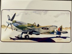 Ceramic Art Tile \u2013 WWII Spitfire Airplane Illustration (8x6\