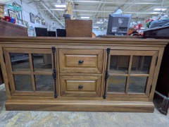 Wood TV Stand\/Glass doors
