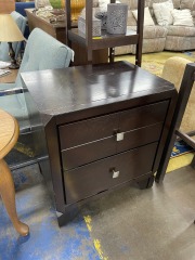 Bevel Detail Wood Finish Nightstand