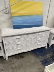 Vintage White Wicker Dresser