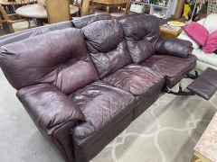 Maroon Leather Couch (reclines on one side only))