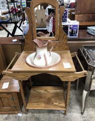 Iron Stone Pitcher & Wash Basin w\/Mirror