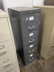 Grey Vintage Four Drawer Filing Cabinet