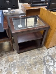 Glass and Wood End Table