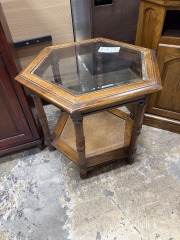Octagon Side Table\/glass insert