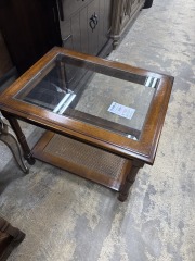 Wood\/Glass End Table w\/shelf