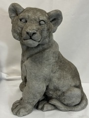 Cement Lion Cub Statue