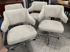 Chrome And Tweed Dining Chair Set