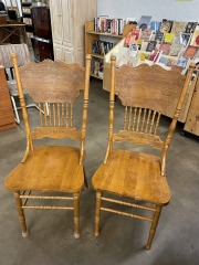 Ornate Wood Farmhouse Dining Chair Pair