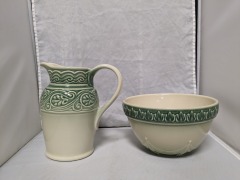 Longaberger American Craft Pottery Pitcher and Bowl