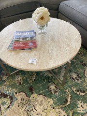 Circular stone coffee table