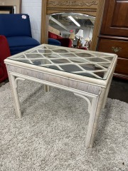 Vintage Bamboo Side Table With Glass Top