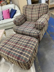 Bassett Plaid Armchair & Ottoman