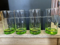 Vintage Libbey Green Dimple Glasses set of 4
