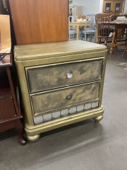 Loved Gold Finished Side Table with Mirror Detaiiling