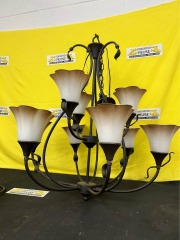 Large Chandelier with Flower Glass