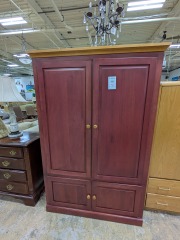 Red Armoire w\/ oak trim